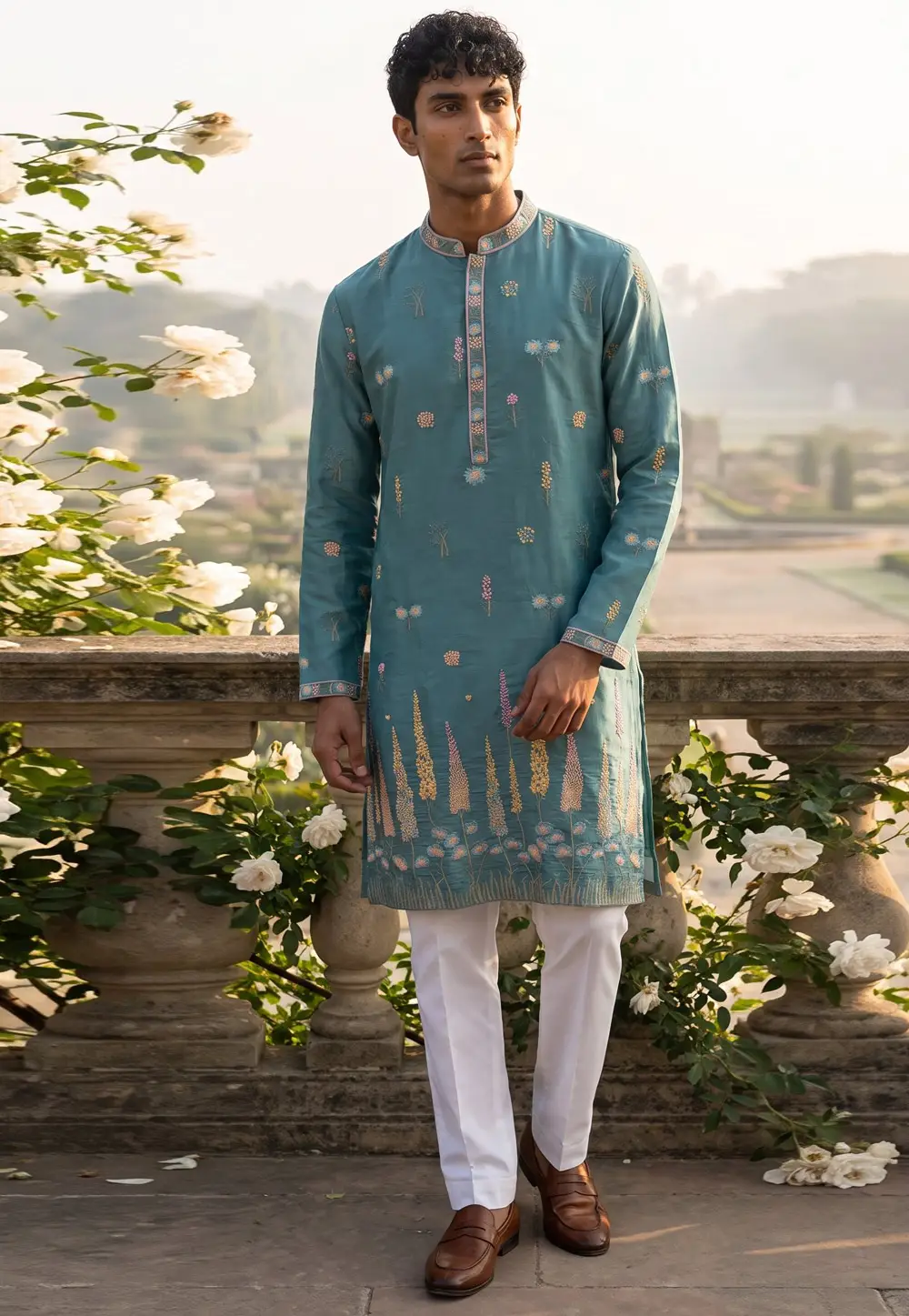 Sky Blue Silk Kurta Pajama 336206