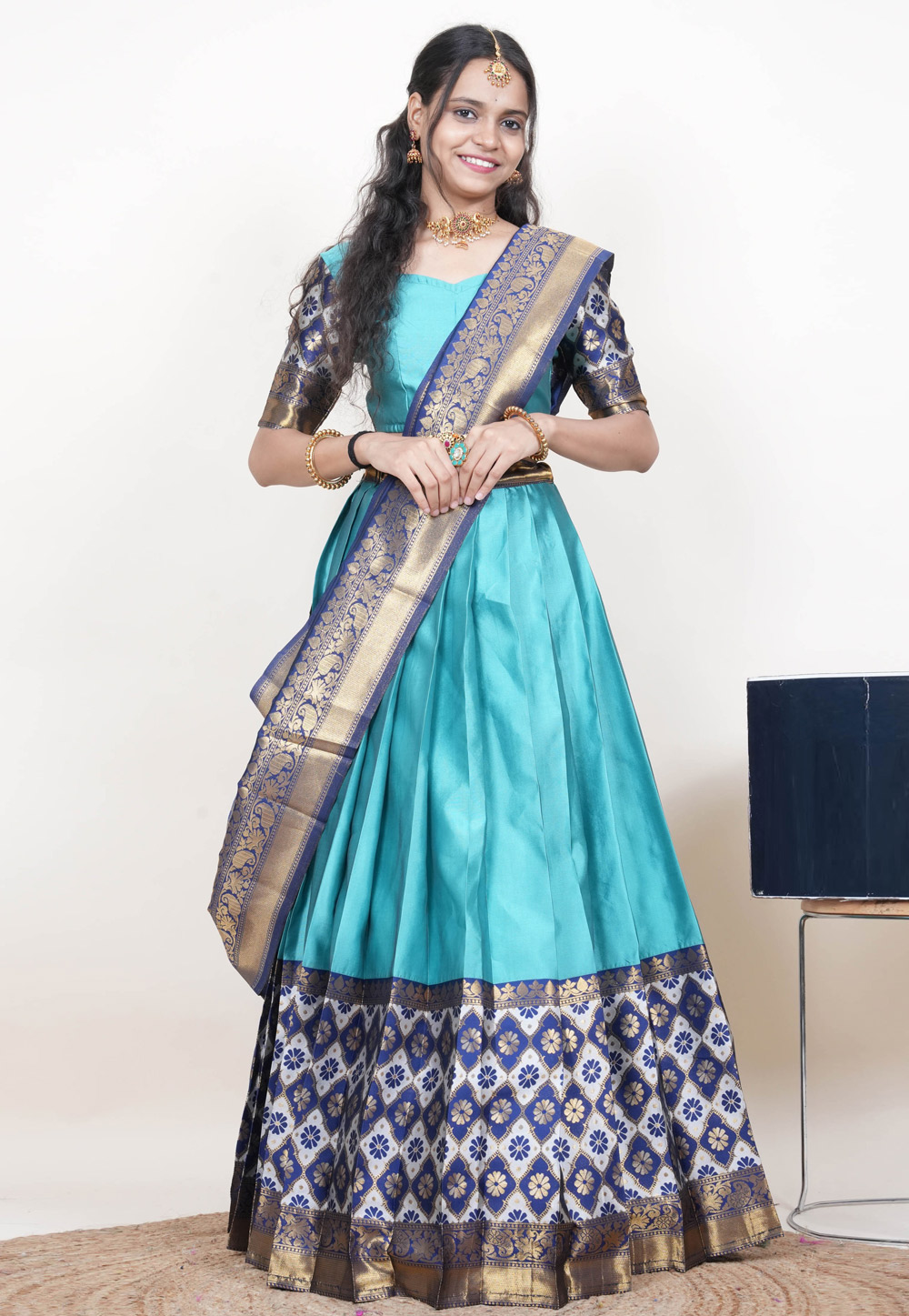 Sky Blue Silk Lehenga Choli 312468