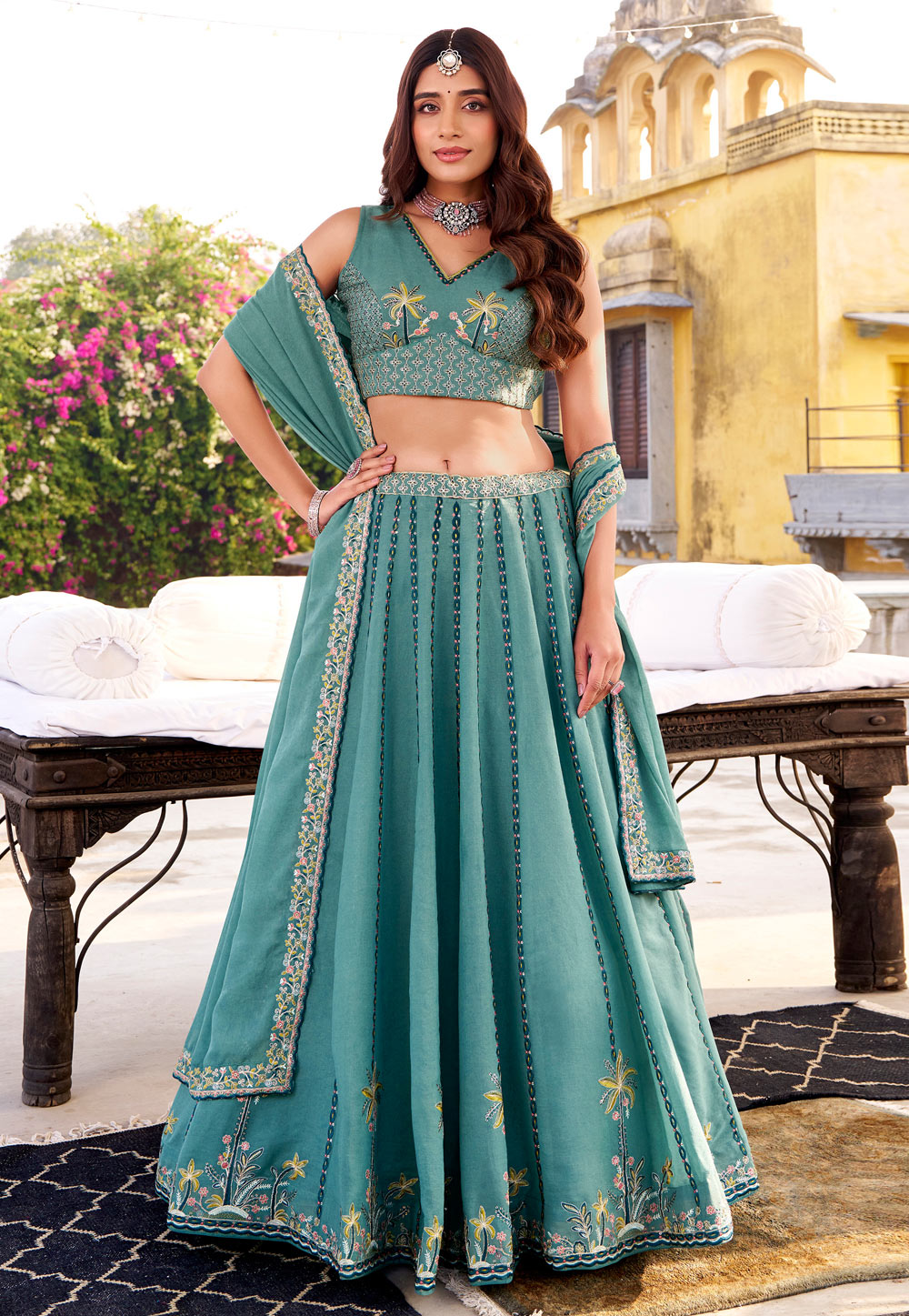 Sky Blue Silk Lehenga Choli 321544