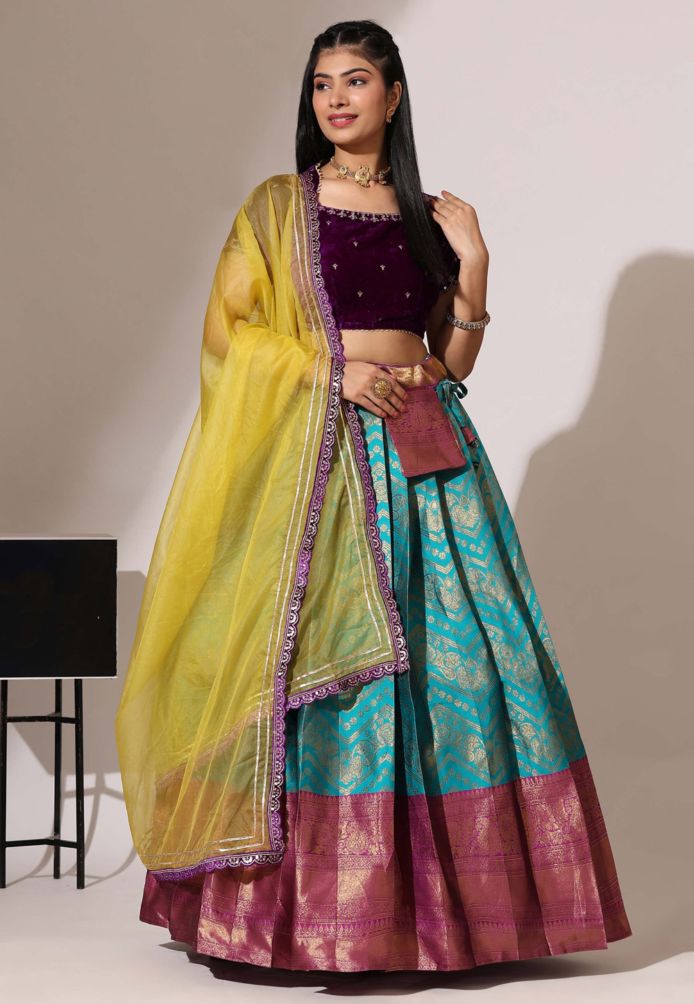 Sky Blue Silk Lehenga Choli 326549