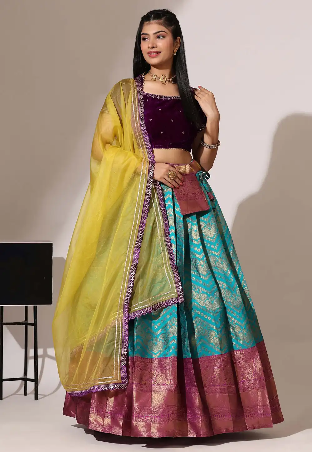 Sky Blue Silk Lehenga Choli 326549