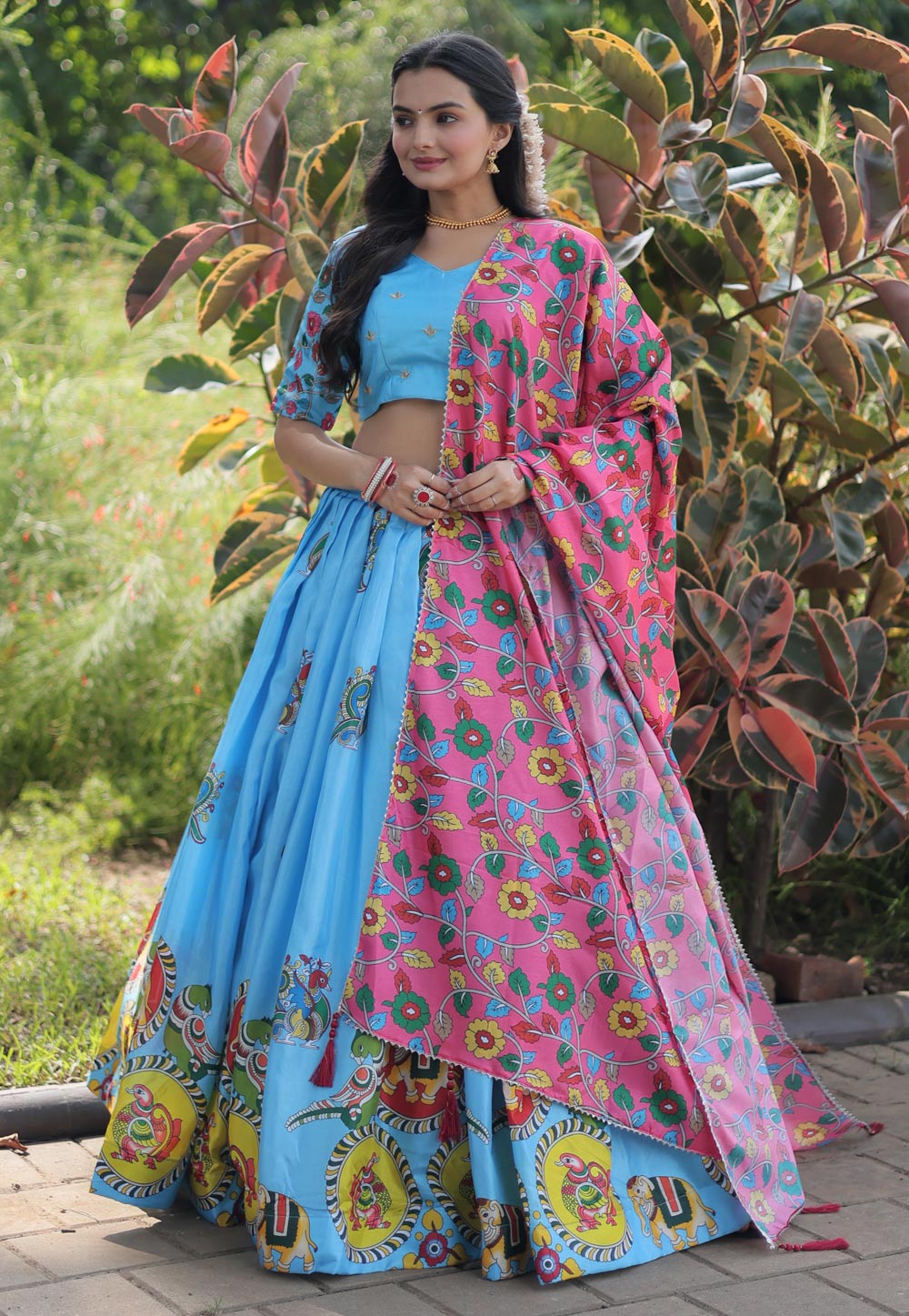 Sky Blue Silk Lehenga Choli 286155