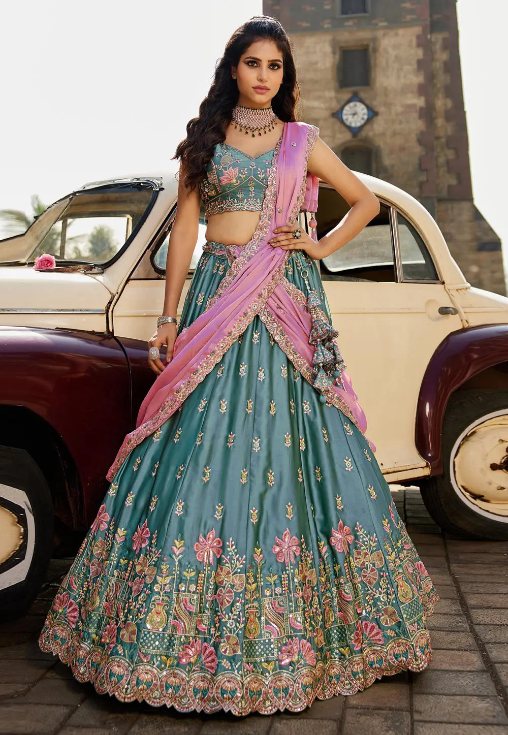 Sky Blue Silk Lehenga Choli For Wedding 332813