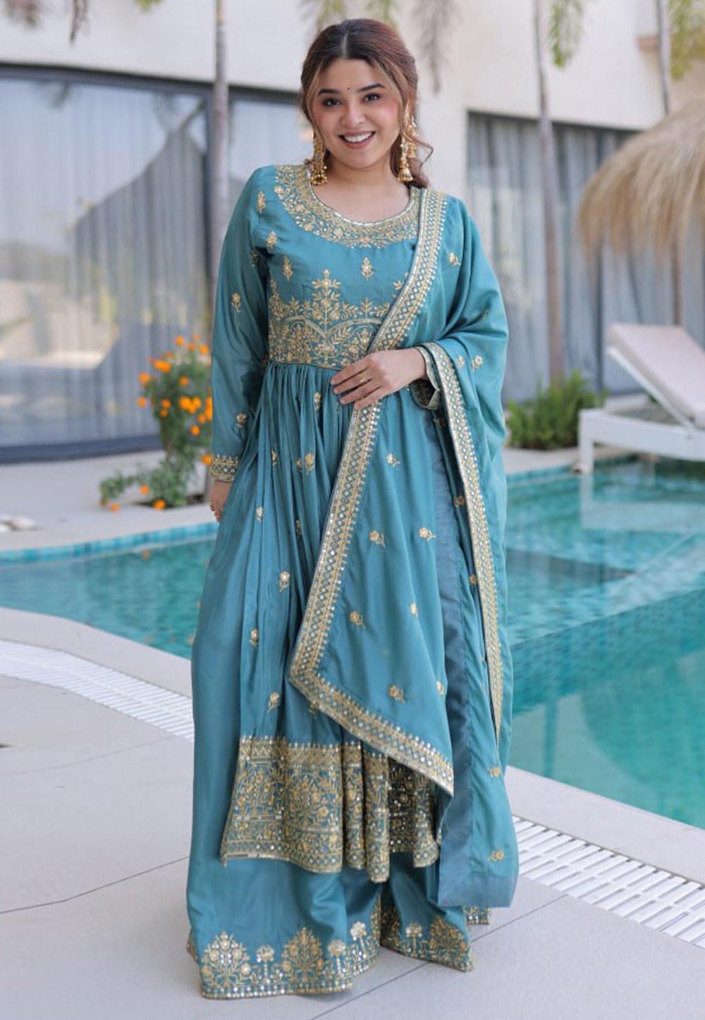 sachin and babi light blue dress Shop Top Pakistani Designer Dresses Online— Islaa — Shehrnaz main image 0
