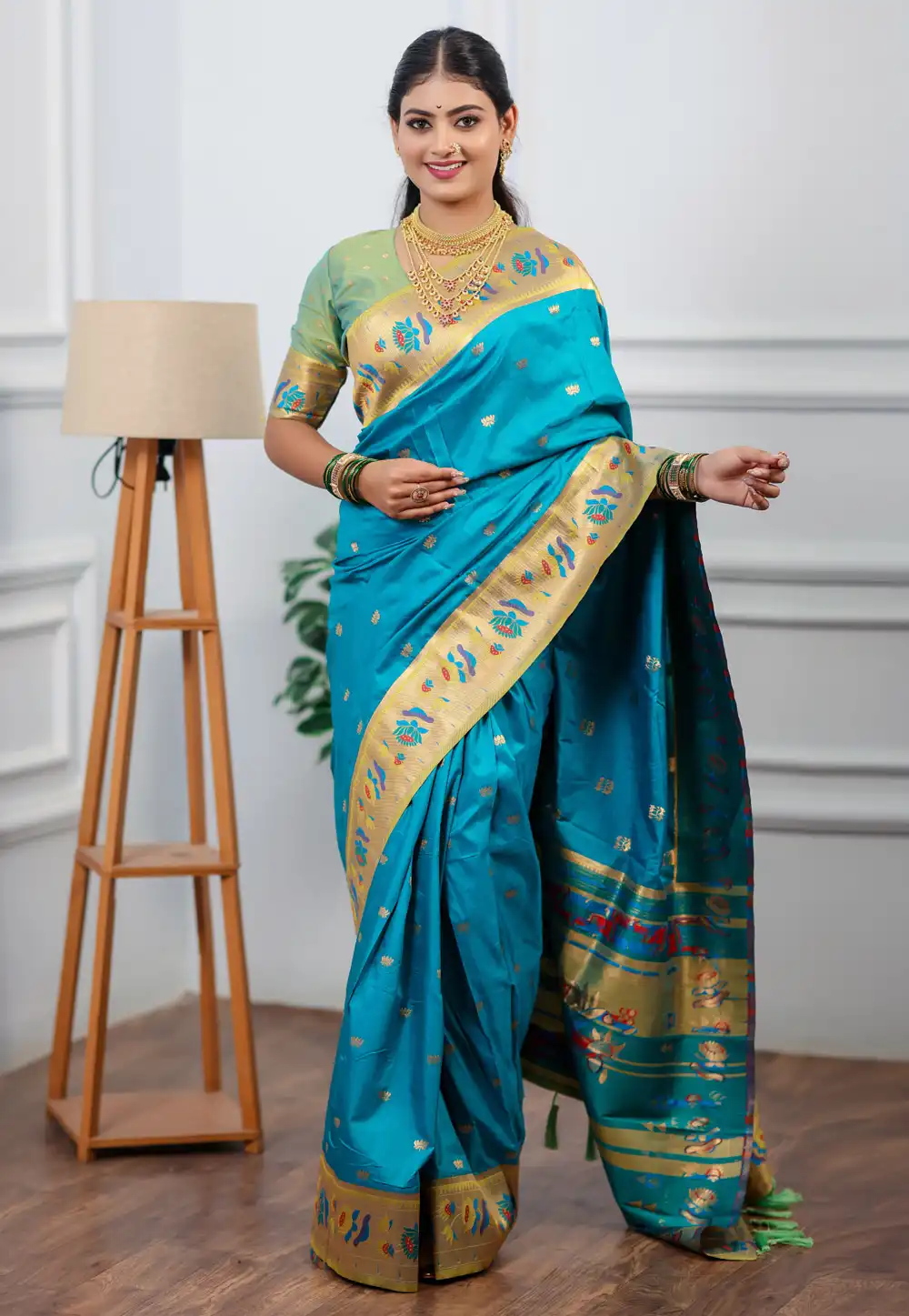 Sky Blue Silk Saree With Blouse 328078