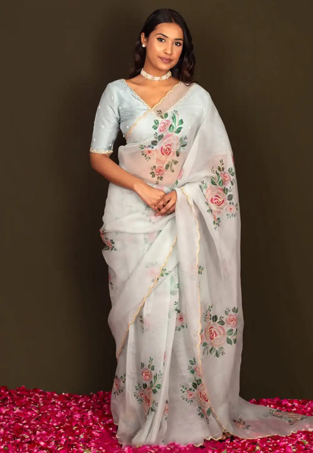 Sky Blue Silk Saree With Blouse 315509