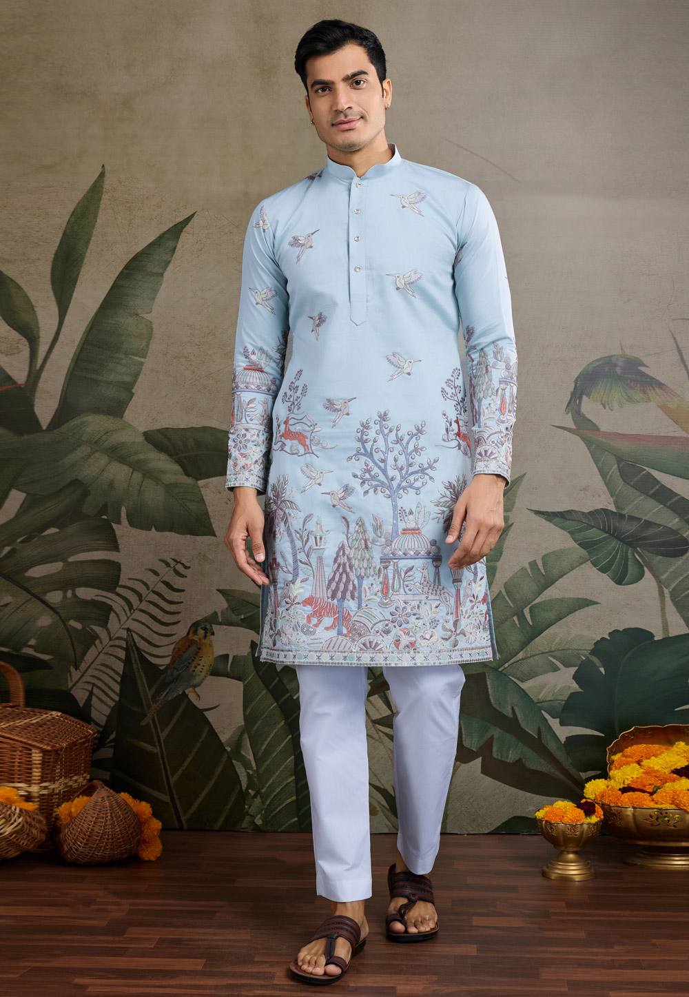 Sky Blue Viscose Kurta Pajama 311702