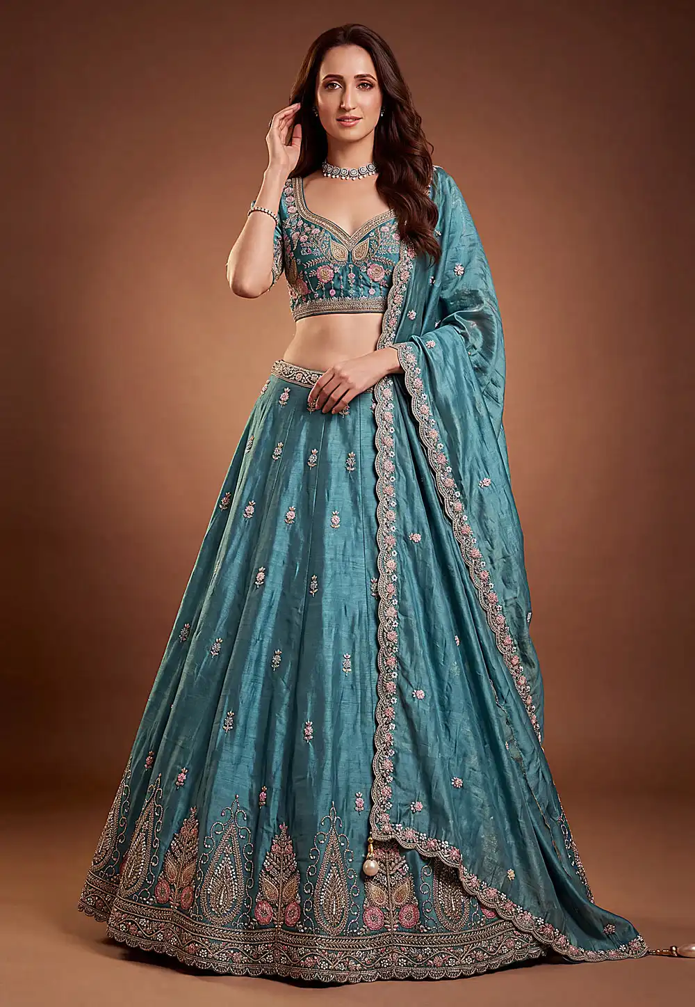 Sky Blue Viscose Lehenga Choli For Wedding 329252