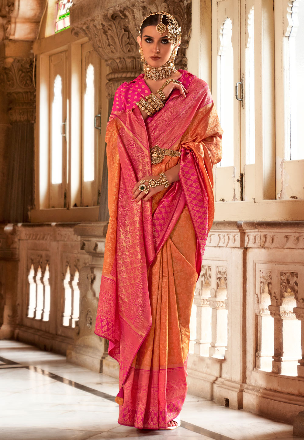 Orange Silk Saree With Blouse 274882