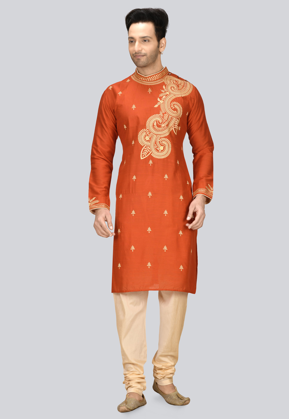 Orange Dupion Silk Kurta Pajama 236448
