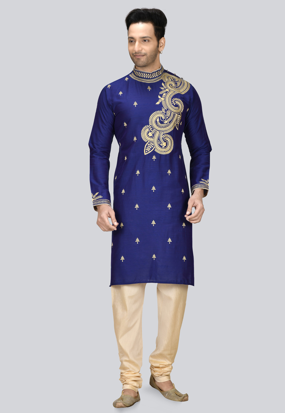 Blue Dupion Silk Kurta Pajama 236452