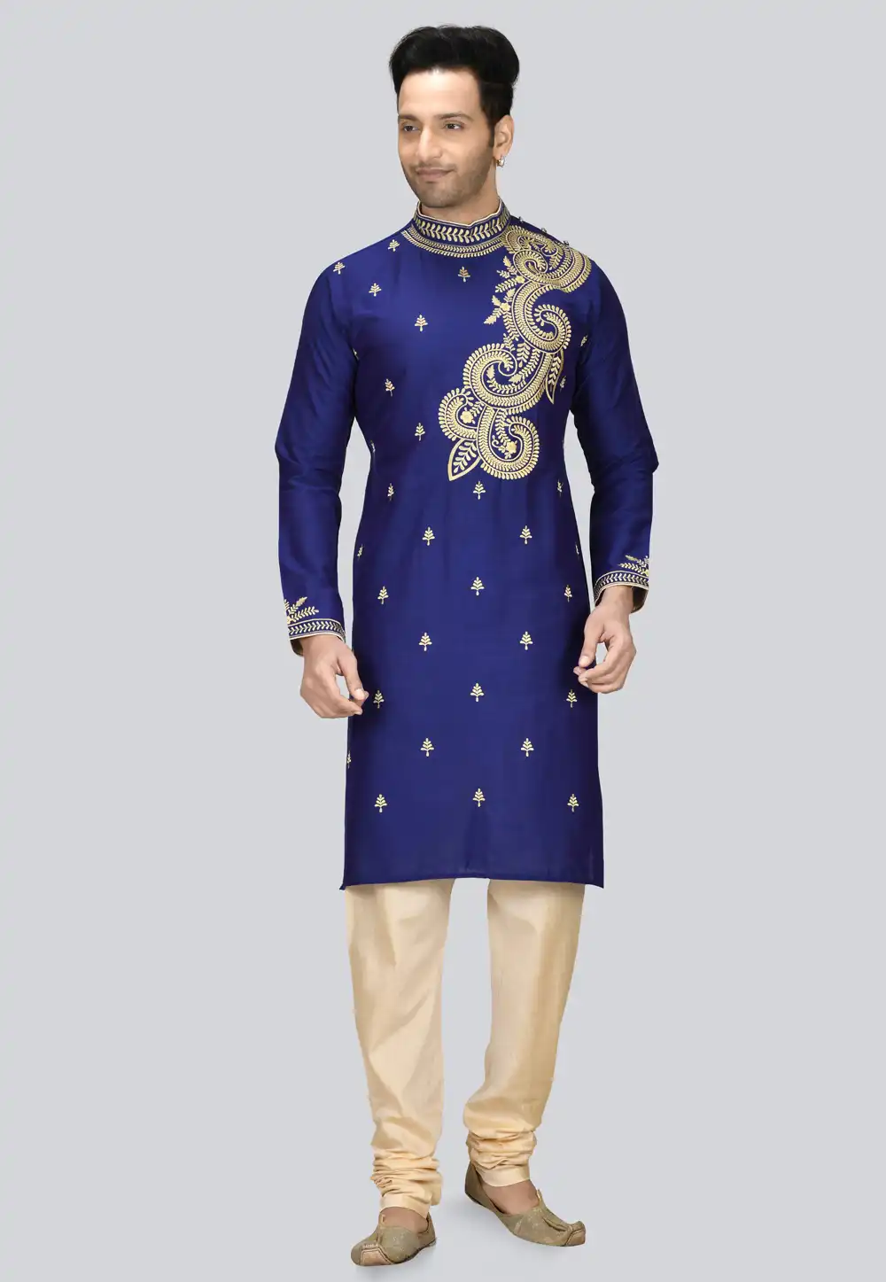 Blue Dupion Silk Kurta Pajama 236452