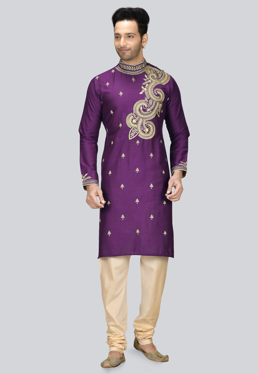 Violet Dupion Silk Kurta Pajama 236454