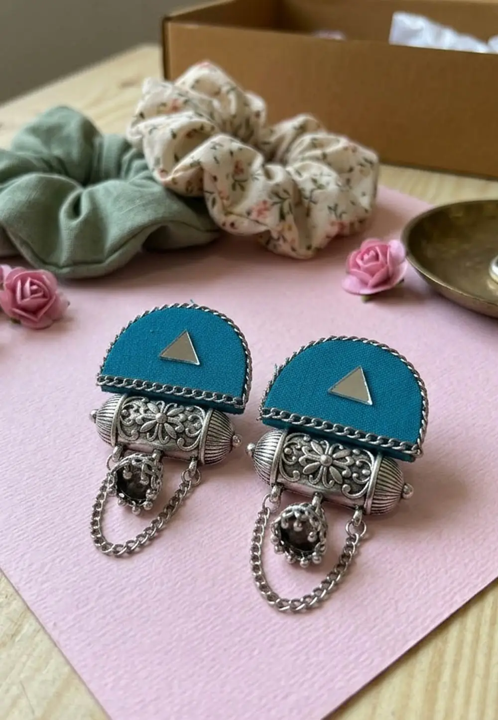 Teal Alloy Earrings 332175