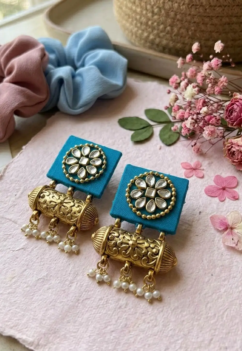 Teal Alloy Earrings 332186