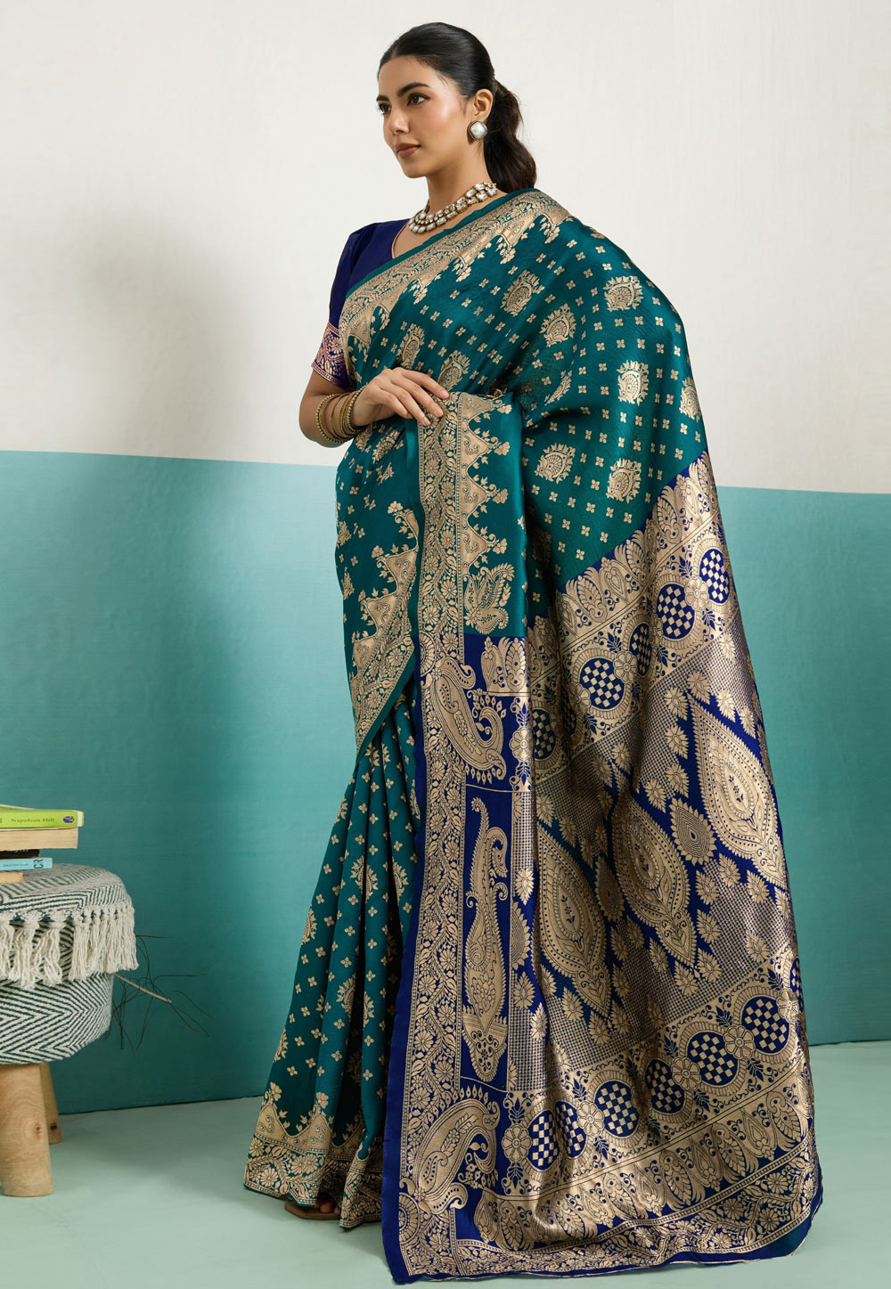 Teal Banarasi Silk Saree 325244