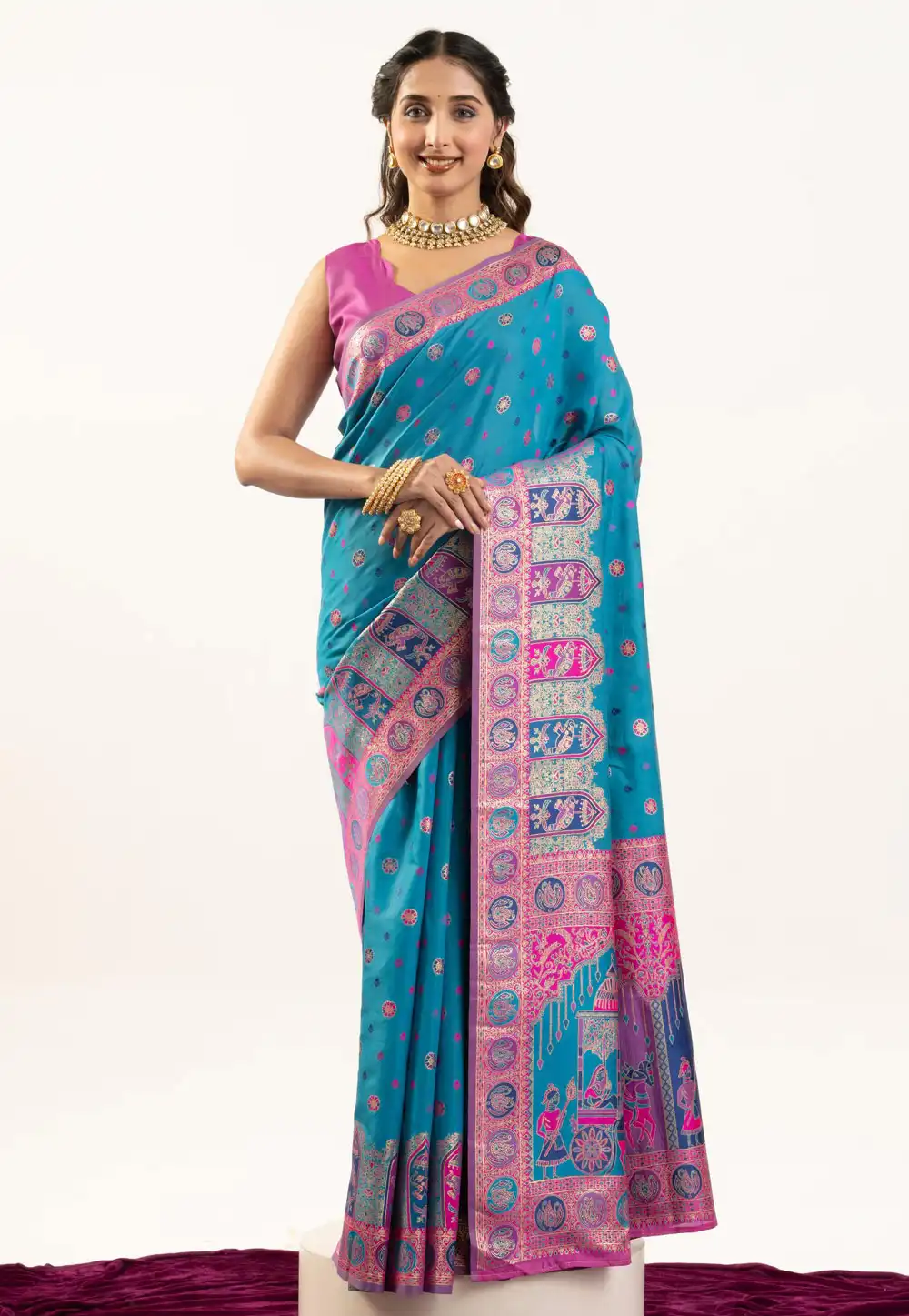 Teal Banarasi Silk Saree 319998