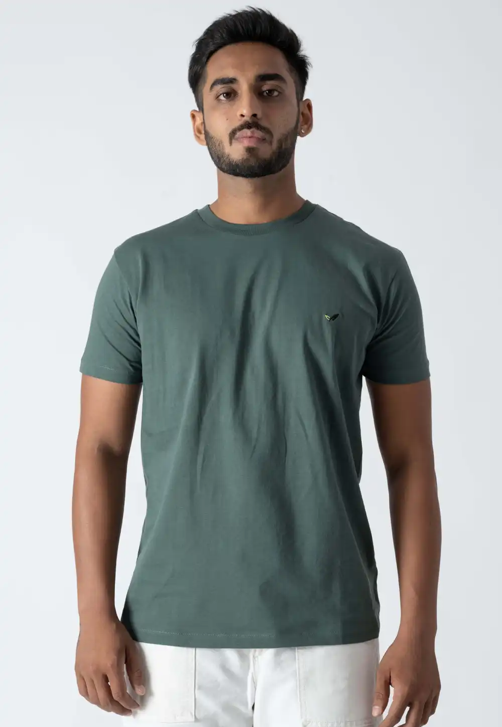 Teal Cotton Mens Round Neck T-Shirt 313231