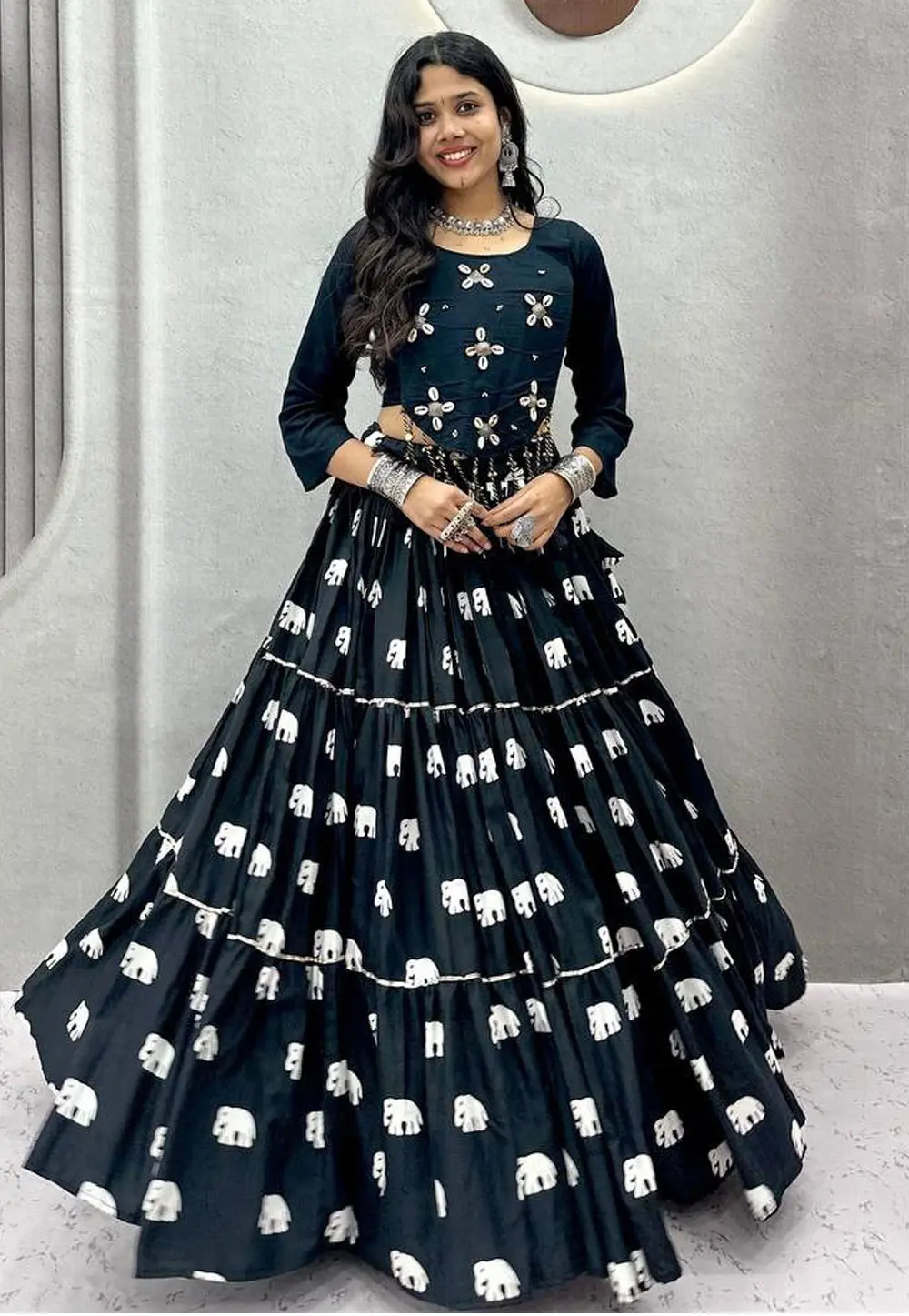 Teal Cotton Navratri Chaniya Choli 331811