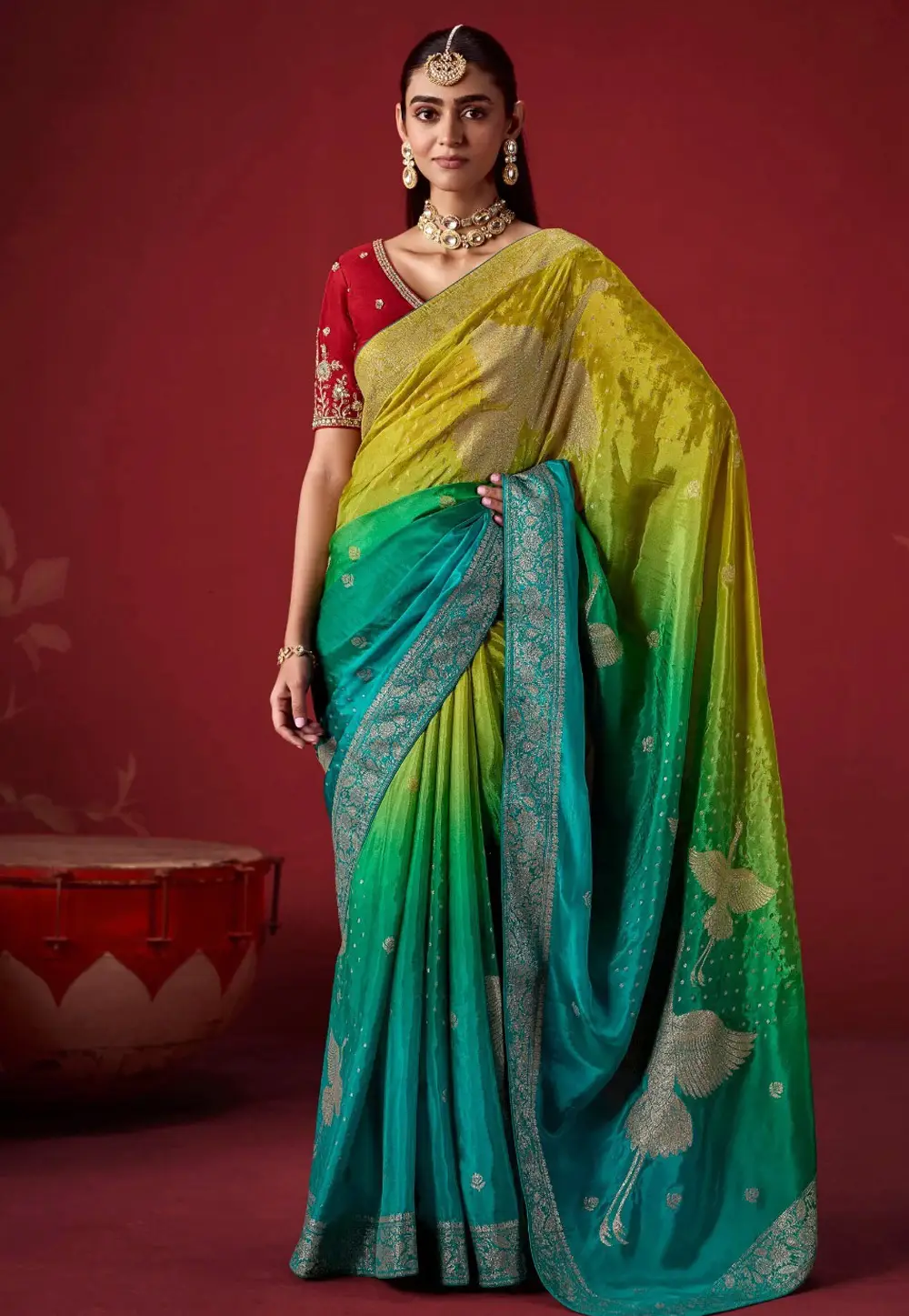 Teal Crepe Silk Saree With Blouse 336016