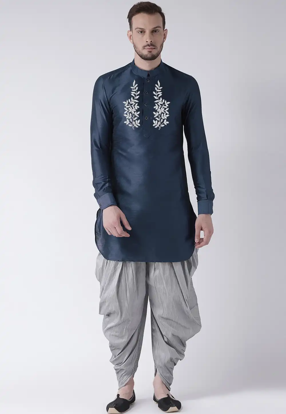 Teal Dupion Silk Dhoti Kurta 304896