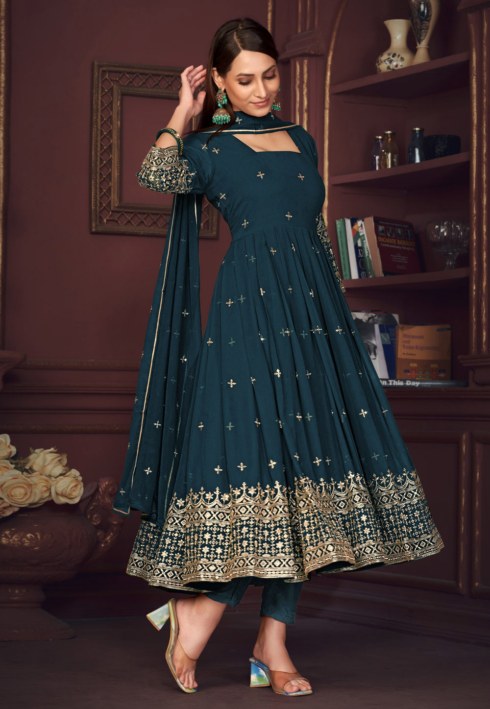 Teal Georgette Anarkali Suit 283648