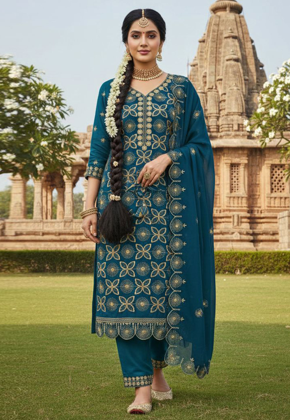 Teal Georgette Pakistani Suit 322758