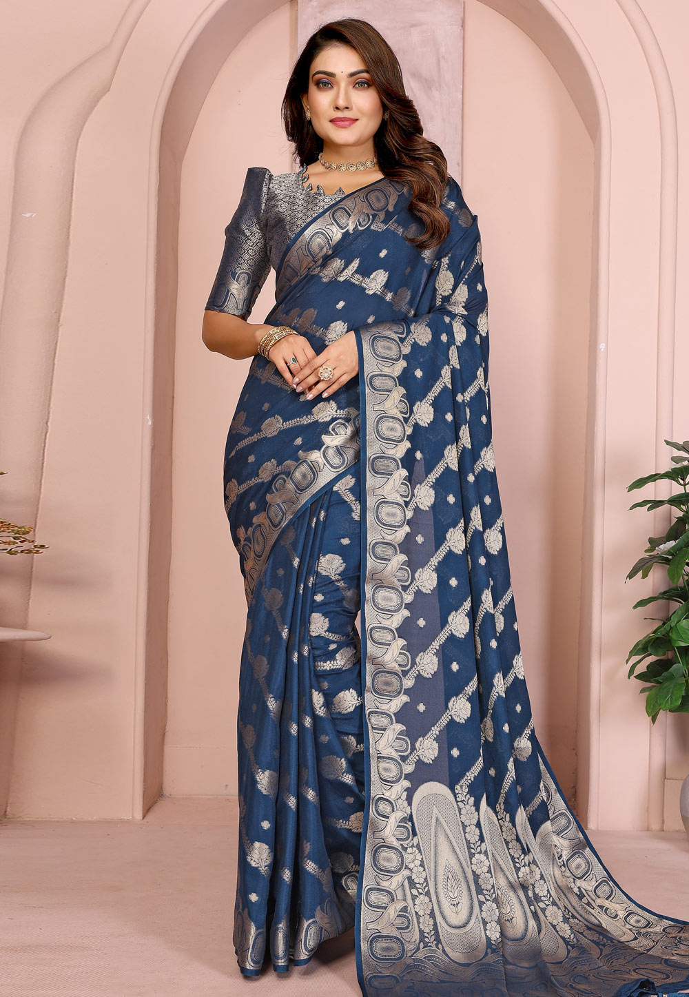 Teal Georgette Saree With Blouse 312282