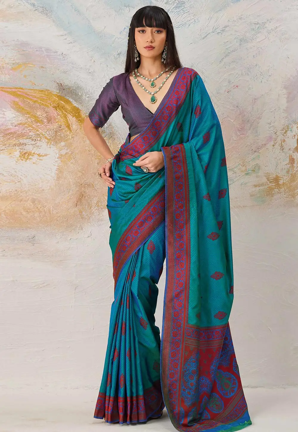Teal Kanjivaram Silk Saree 337124