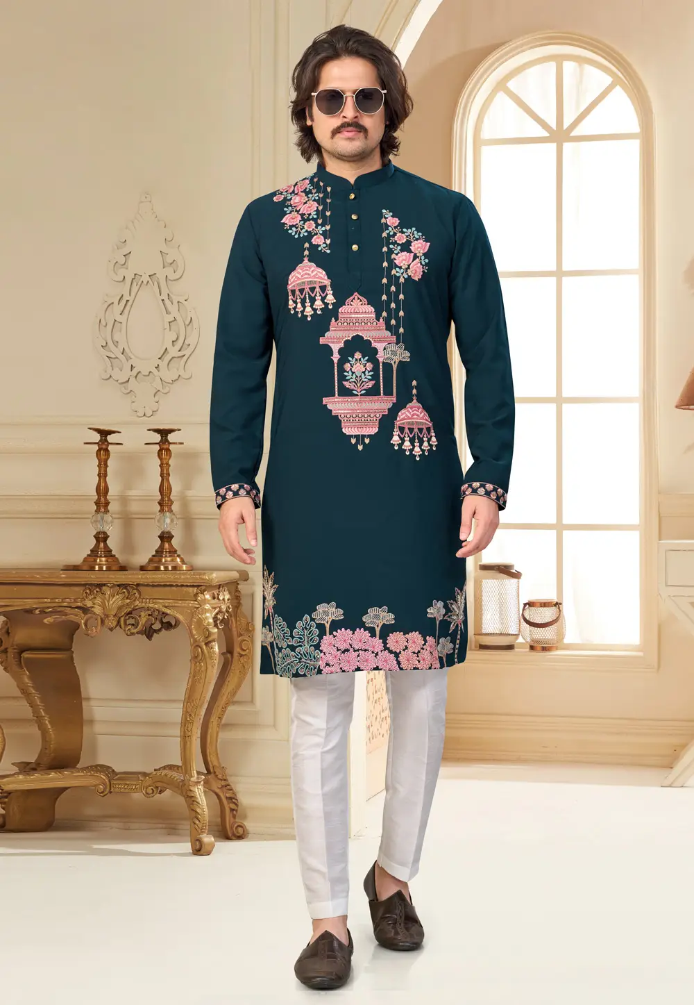 Teal Lachka Kurta Pajama 335938