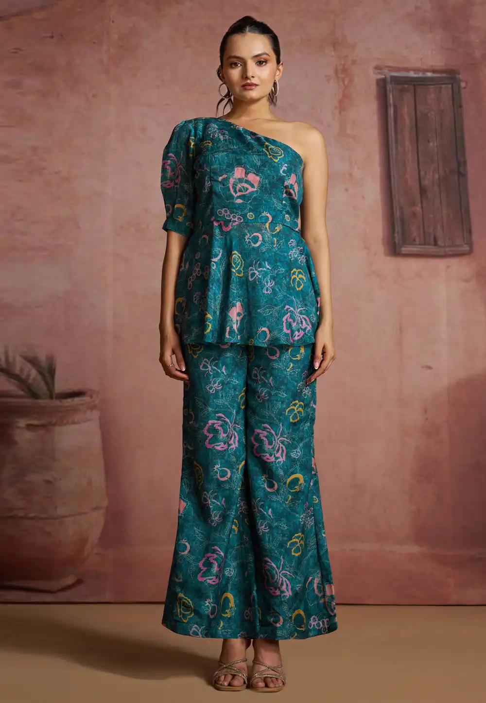 Teal Muslin Printed Co-Ords Set 316219