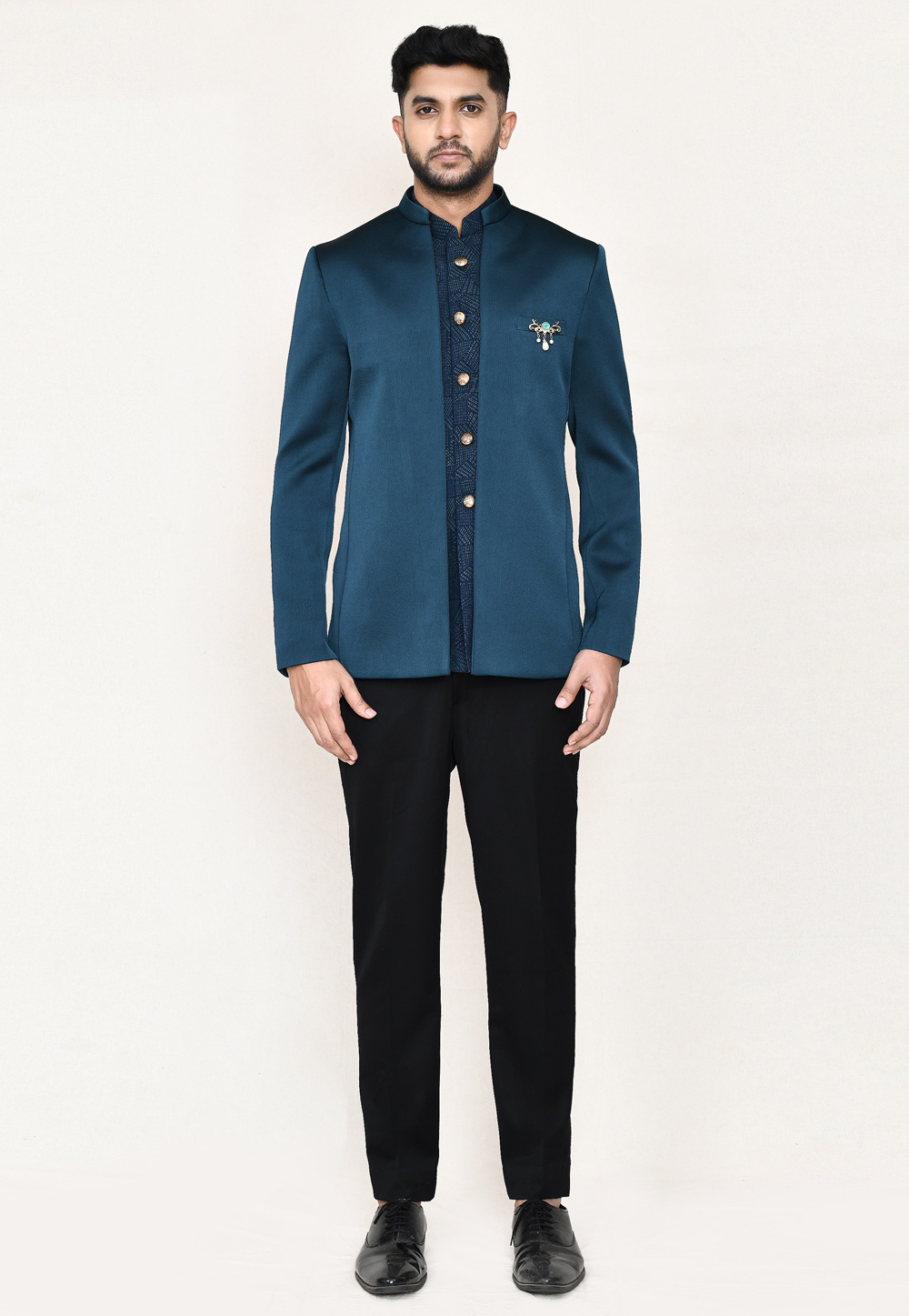 Teal Polyester Designer Suit 306104