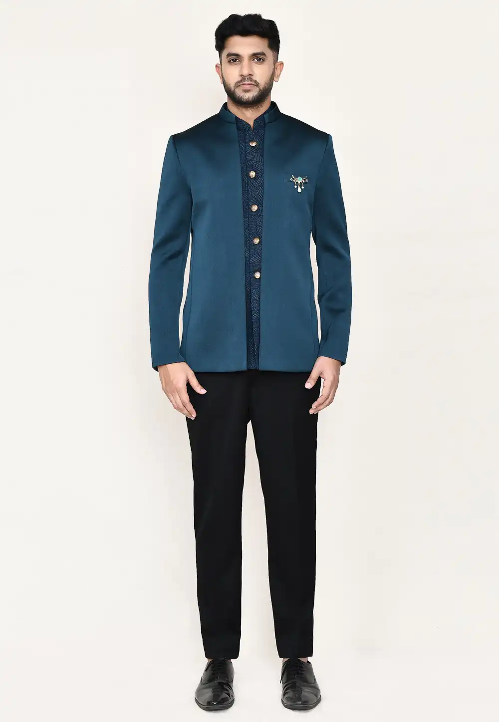 Teal Polyester Designer Suit 306104