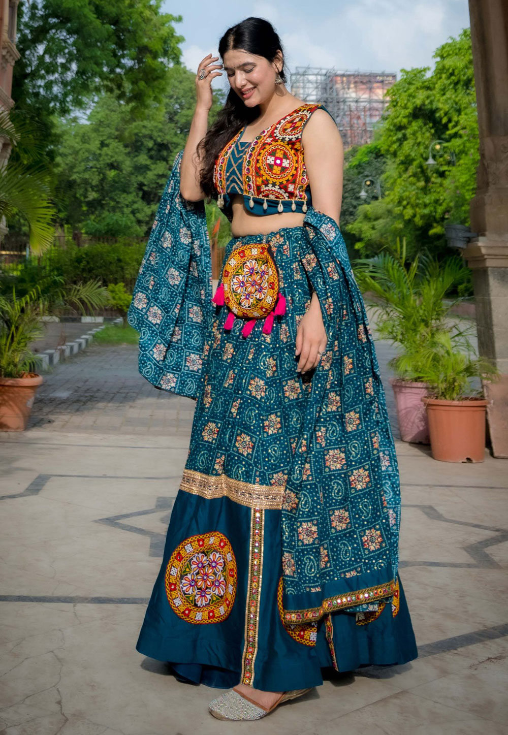 Teal Rayon Navratri Chaniya Choli 312573