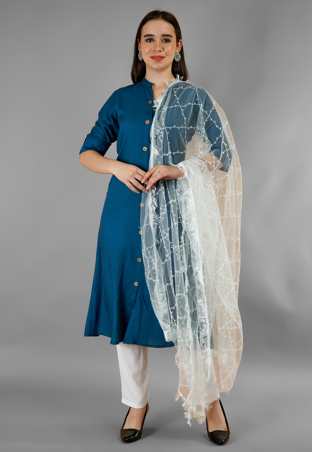 Teal Rayon Readymade Pakistani Suit 282788