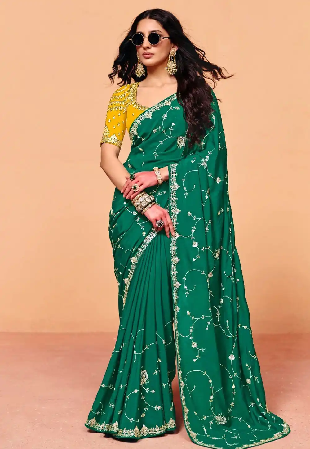 Teal Satin Silk Saree With Blouse 326066
