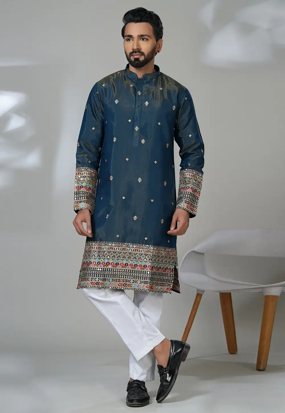 Teal Shimmer Kurta Pajama 315532
