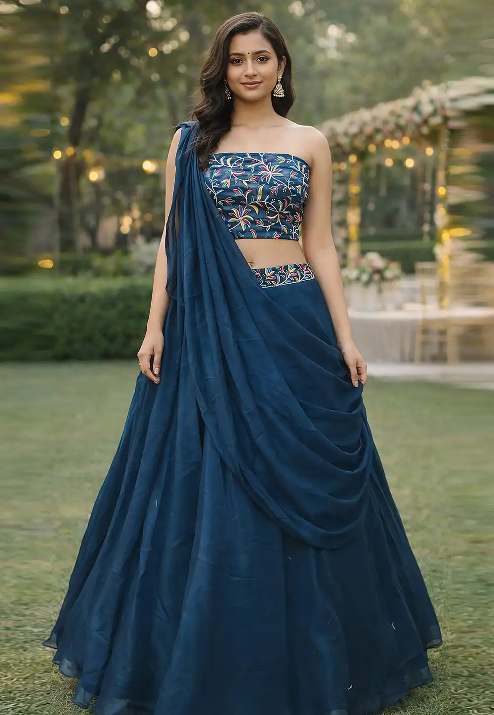 Teal Silk Lehenga Choli 329184