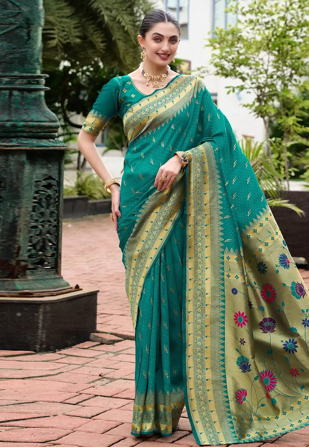 Teal Silk Paithani Saree 316164