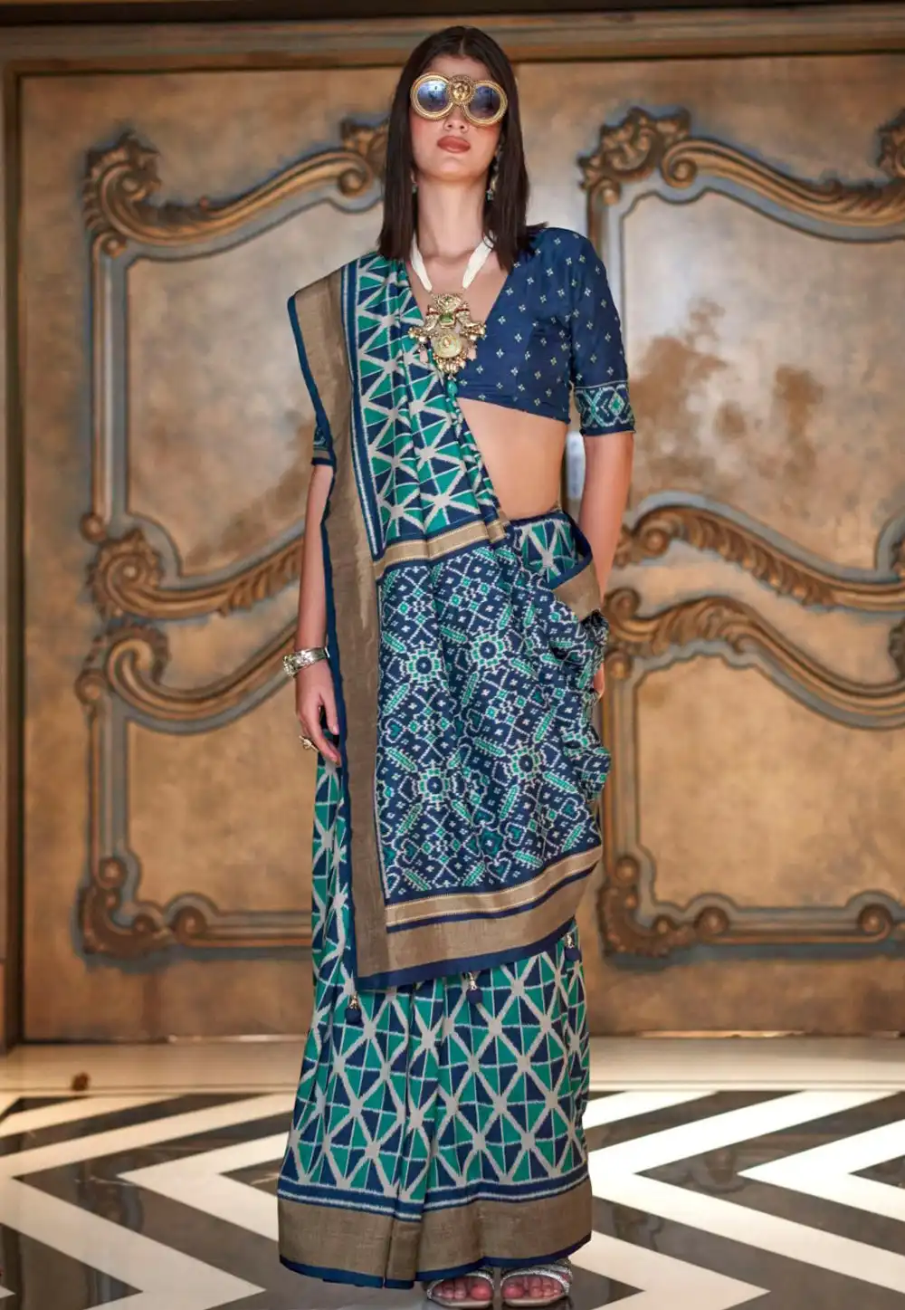 Teal Silk Saree With Blouse 317256