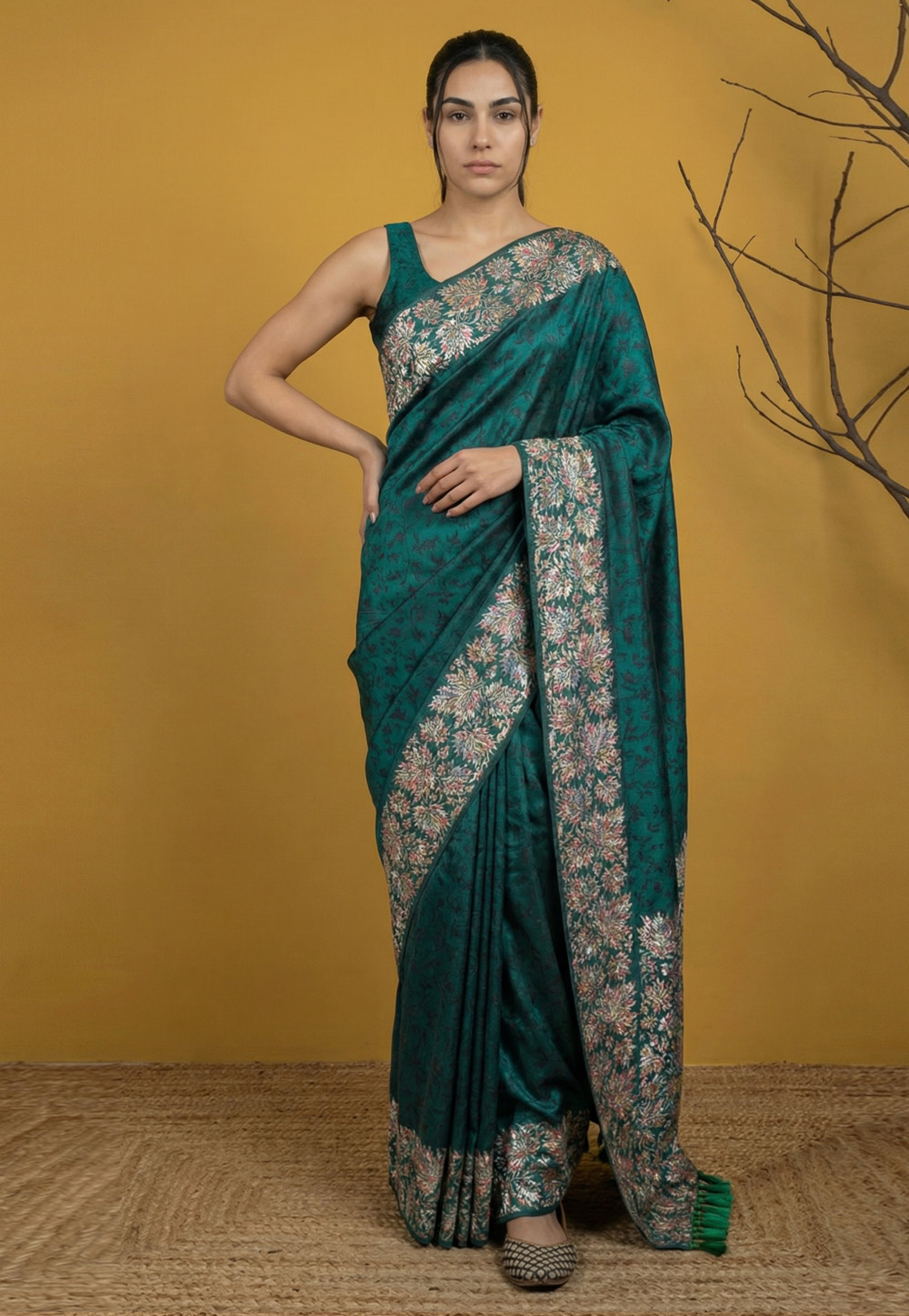 Teal Silk Saree With Blouse 326735