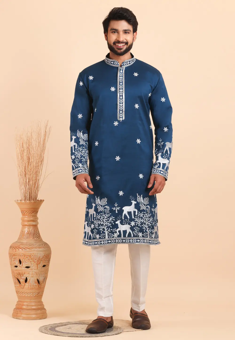 Teal Viscose Kurta Pajama 333635