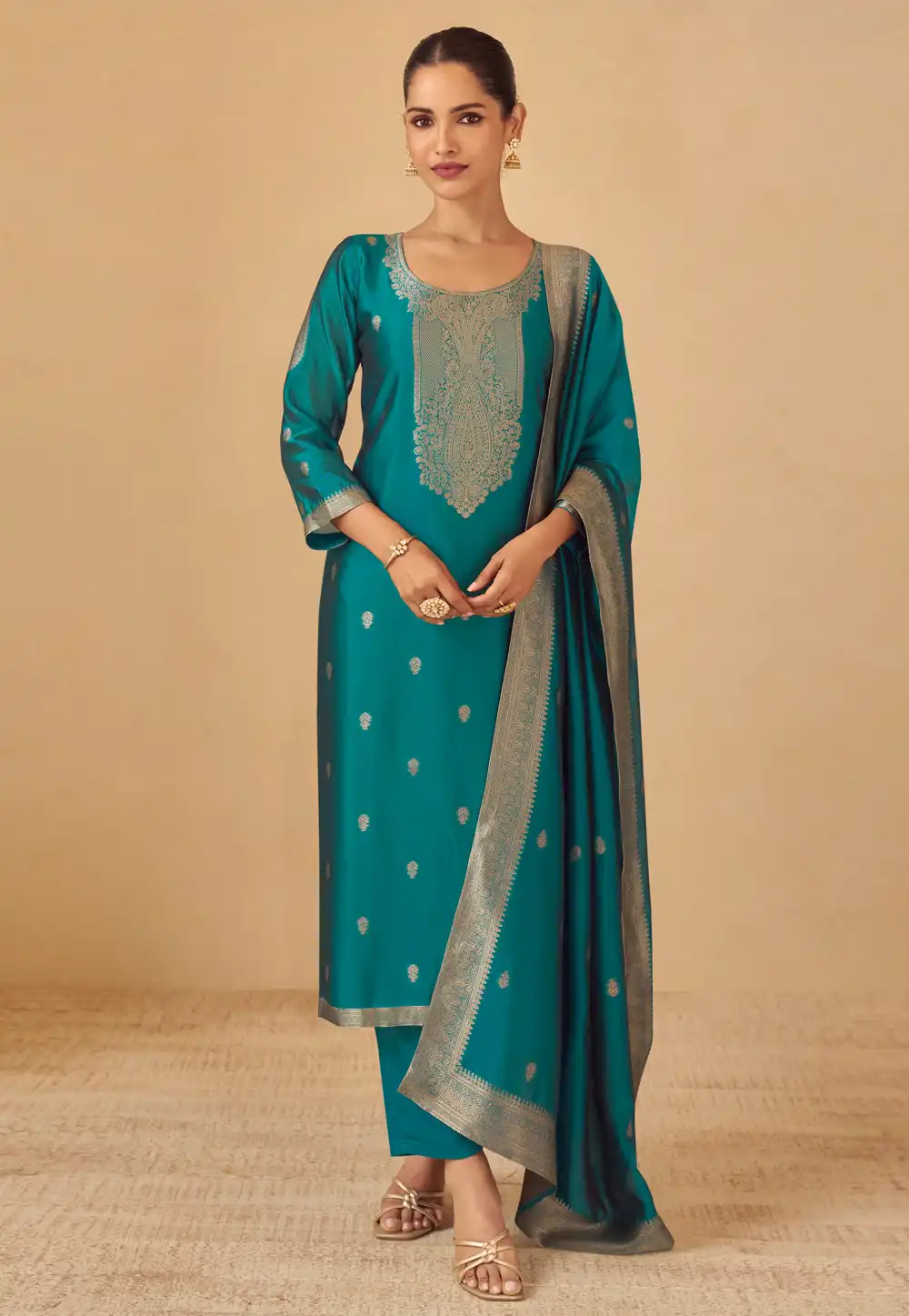 Teal Viscose Pant Style Suit 320189