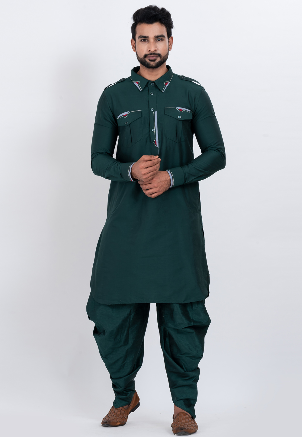 Teal Viscose Pathani Suit 306742