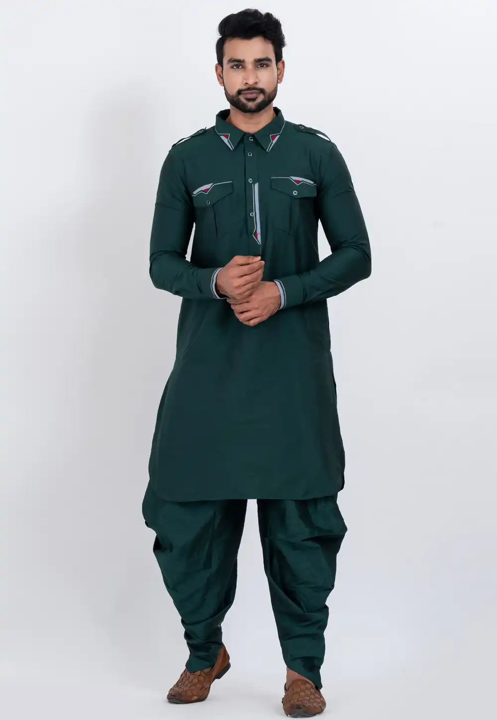Teal Viscose Pathani Suit 306742