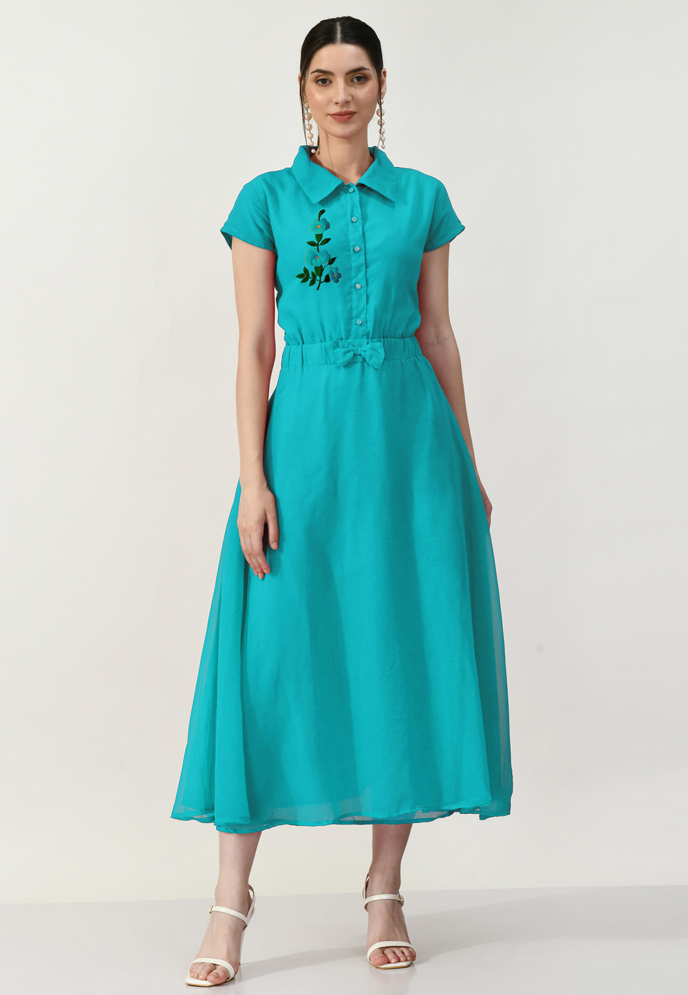 Turquoise Georgette Gown 306769