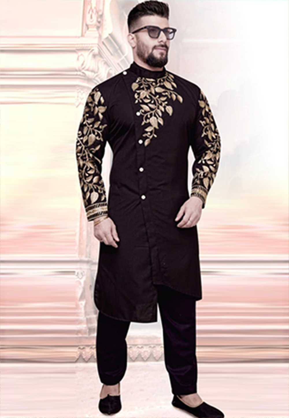 Black Cotton Kurta Pajama 217353
