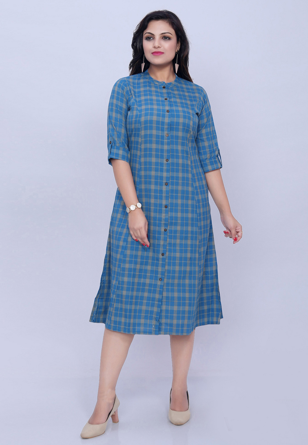 Blue Cotton Readymade Tunic 208807