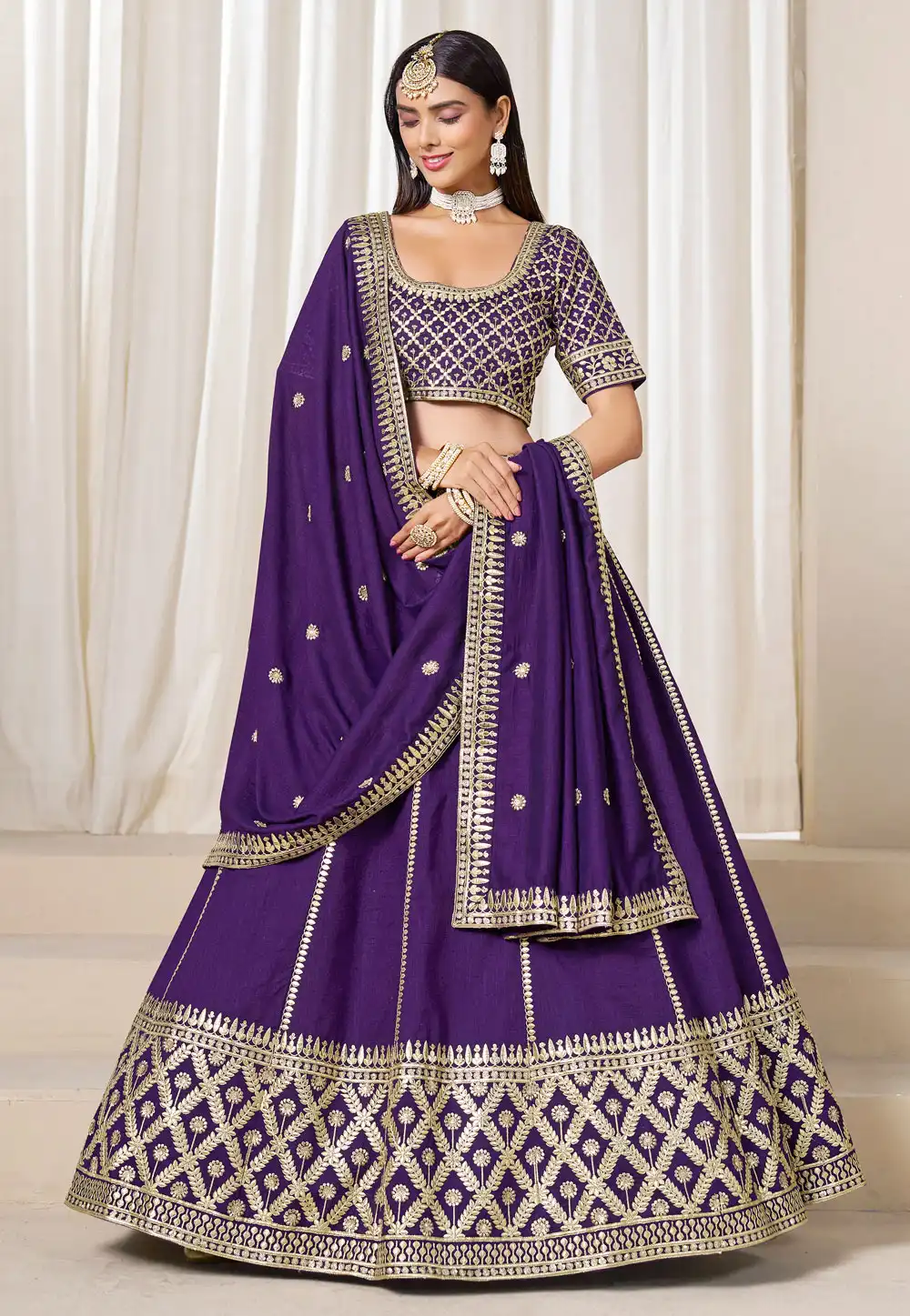 Violet Art Silk Lehenga Choli 316018