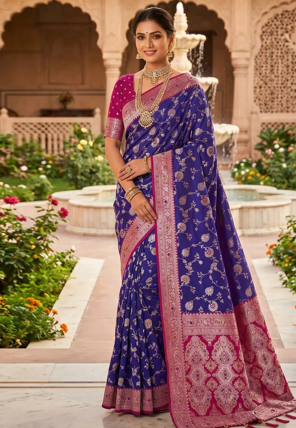 Violet Banarasi Silk Saree 332417